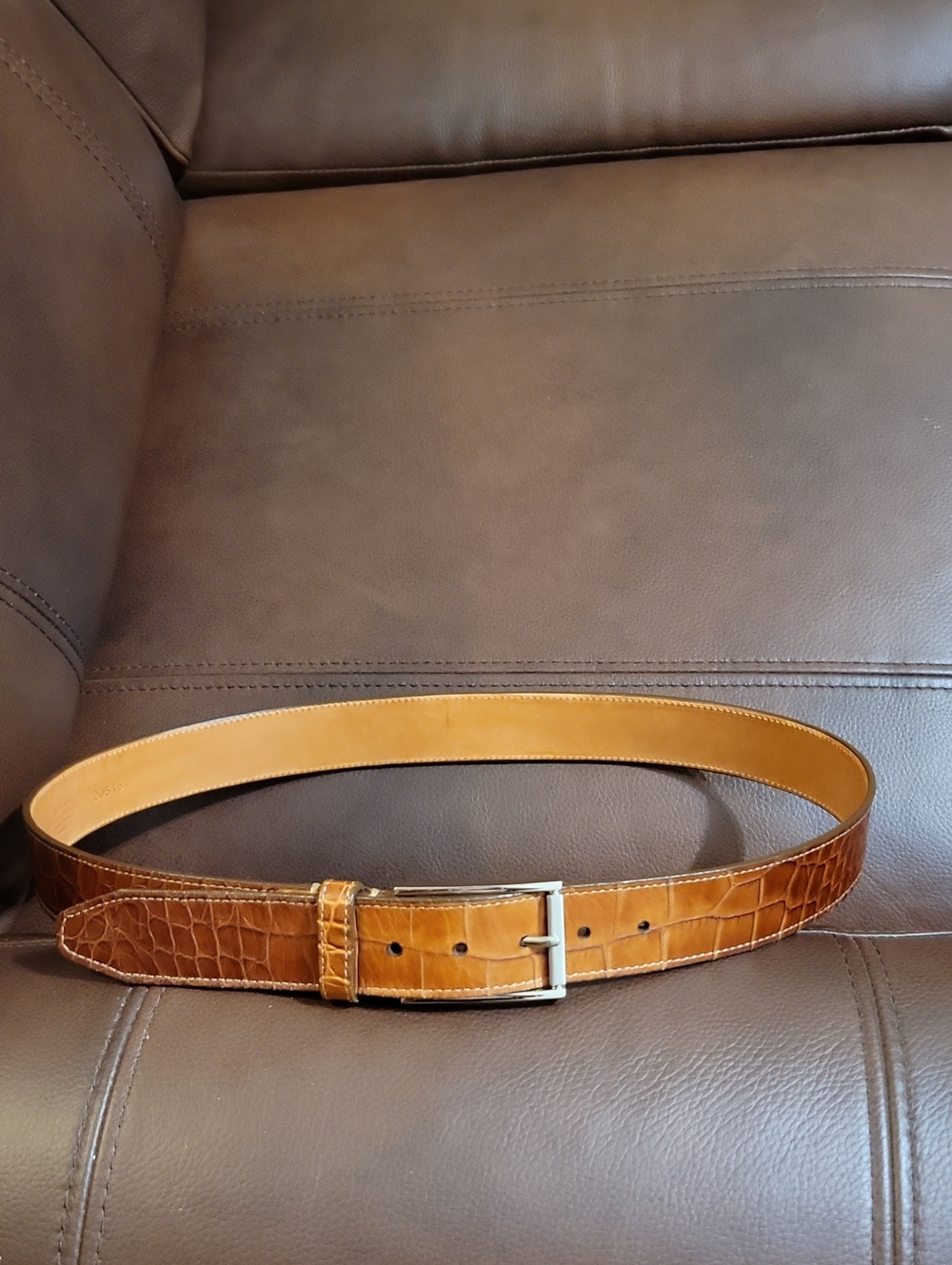 Martin Dingman | Alligator Grain Saddle Leather Lining Belt - Men's Size 36